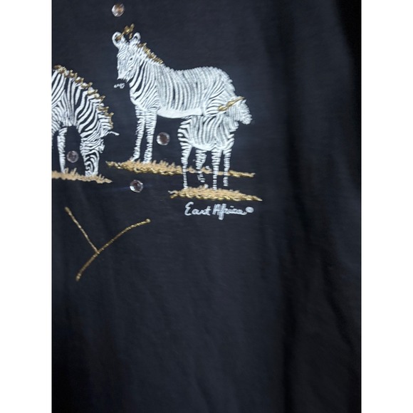 East Africa Zebra Graphic Rhinestone‎ Black T-Shirt Womens Animal Tee - Picture 3 of 8